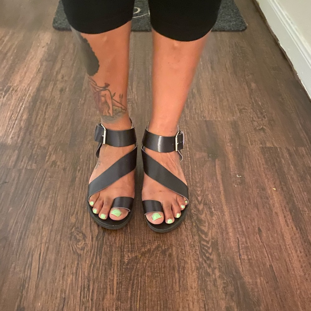 Black and silver sandals